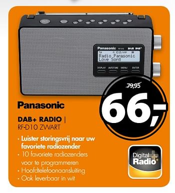 Aanbiedingen Panasonic dab+ radio rf-d10 zwart - Panasonic - Geldig van 03/06/2017 tot 11/06/2017 bij Expert