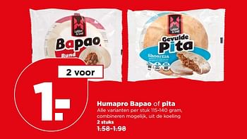 Aanbiedingen Humapro bapao of pita - Humapro - Geldig van 04/06/2017 tot 10/06/2017 bij Plus