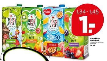 Aanbiedingen Roosvicee fruitdrink - Roosvicee - Geldig van 04/06/2017 tot 10/06/2017 bij Plus