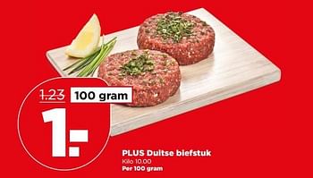 Aanbiedingen Plus duitse biefstuk - Huismerk - Plus - Geldig van 04/06/2017 tot 10/06/2017 bij Plus