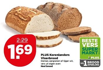 Aanbiedingen Plus korenlanders vloerbrood - Korenlanders - Geldig van 04/06/2017 tot 10/06/2017 bij Plus