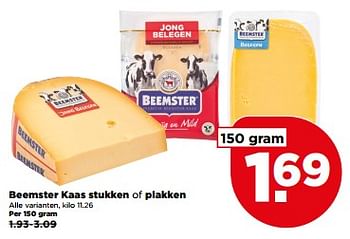 Aanbiedingen Beemster kaas stukken of plakken - Beemster - Geldig van 04/06/2017 tot 10/06/2017 bij Plus