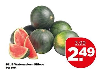 Aanbiedingen Plus watermeloen pitloos - Huismerk - Plus - Geldig van 04/06/2017 tot 10/06/2017 bij Plus