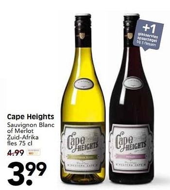 Aanbiedingen Cape heights sauvignon blanc of merlot zuid-afrika - Witte wijnen - Geldig van 04/06/2017 tot 10/06/2017 bij Em-té