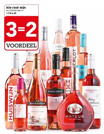 Aanbiedingen Alle rosé wijn - Rosé wijnen - Geldig van 04/06/2017 tot 10/06/2017 bij Em-té