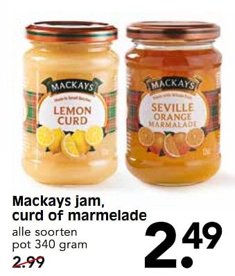 Aanbiedingen Mackays jam, curd of marmelade - Mackays - Geldig van 04/06/2017 tot 10/06/2017 bij Em-té