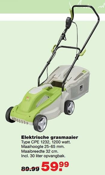 Aanbiedingen Elektrische grasmaaier cpe 1232 - Huismerk - Praxis - Geldig van 01/06/2017 tot 11/06/2017 bij Praxis