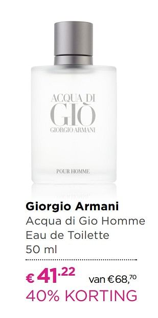 Aanbiedingen Giorgio armani acqua di gio homme eau de toilette - Giorgio Armani - Geldig van 30/05/2017 tot 18/06/2017 bij Ici Paris XL
