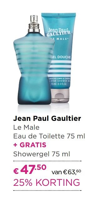 Aanbiedingen Jean paul gaultier le male eau de toilette - Jean Paul Gaultier - Geldig van 30/05/2017 tot 18/06/2017 bij Ici Paris XL