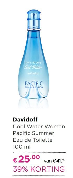 Aanbiedingen Cool water woman pacific summer eau de toilette - Davidoff - Geldig van 30/05/2017 tot 18/06/2017 bij Ici Paris XL