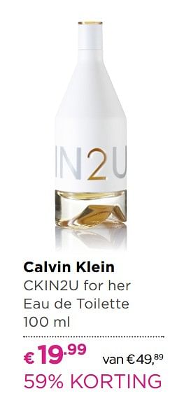 Aanbiedingen Calvin klein ckin2u for her eau de toilette - Calvin Klein - Geldig van 30/05/2017 tot 18/06/2017 bij Ici Paris XL