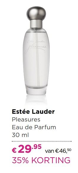 Aanbiedingen Estée lauder pleasures eau de parfum - Estee Lauder - Geldig van 30/05/2017 tot 18/06/2017 bij Ici Paris XL