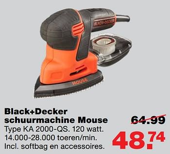 Aanbiedingen Black+decker schuurmachine mouse ka 2000-qs - Black &amp; Decker - Geldig van 01/06/2017 tot 11/06/2017 bij Praxis