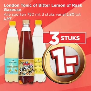 Aanbiedingen London tonic of bitter lemon of raak gazeuse - Huismerk Vomar - Geldig van 04/06/2017 tot 10/06/2017 bij Vomar