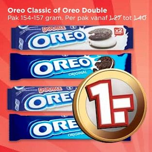 Aanbiedingen Oreo classic of oreo double - Oreo - Geldig van 04/06/2017 tot 10/06/2017 bij Vomar