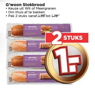 Aanbiedingen G`woon stokbrood - Gâ€™woon - Geldig van 04/06/2017 tot 10/06/2017 bij Vomar