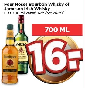 Aanbiedingen Four roses bourbon whisky of jameson irish whisky - Huismerk Vomar - Geldig van 04/06/2017 tot 10/06/2017 bij Vomar