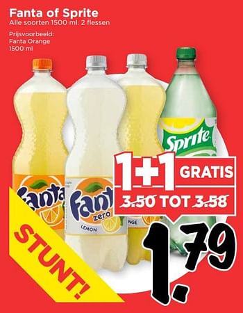 Aanbiedingen Fanta of sprite ,fanta orange - Fanta - Geldig van 04/06/2017 tot 10/06/2017 bij Vomar