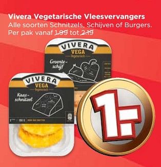 Aanbiedingen Vivera vegetarische vleesvervangers alle soorten schnitzels, schijven of burgers - Vivera - Geldig van 04/06/2017 tot 10/06/2017 bij Vomar
