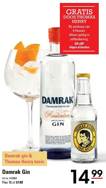 Aanbiedingen Damrak gin - Damrak - Geldig van 31/05/2017 tot 19/06/2017 bij Sligro