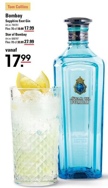 Aanbiedingen Bombay sapphire east gin - Bombay - Geldig van 31/05/2017 tot 19/06/2017 bij Sligro