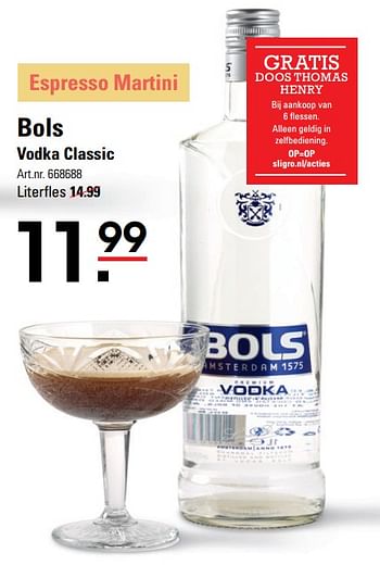 Aanbiedingen Bols vodka classic - Bols - Geldig van 31/05/2017 tot 19/06/2017 bij Sligro