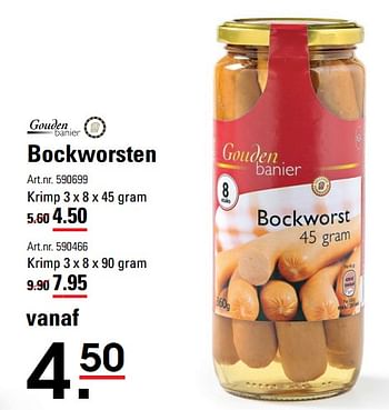 Aanbiedingen Bockworsten - Gouden Banier - Geldig van 31/05/2017 tot 19/06/2017 bij Sligro