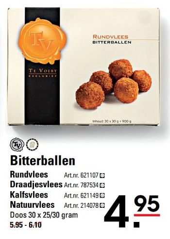 Aanbiedingen Bitterballen rundvlees - Te Voert - Geldig van 31/05/2017 tot 19/06/2017 bij Sligro