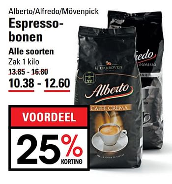 Aanbiedingen Alberto-alfredo-mövenpick espressobonen - Huismerk - Sligro - Geldig van 31/05/2017 tot 19/06/2017 bij Sligro