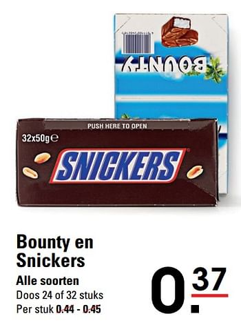 Aanbiedingen Bounty en snickers - Huismerk - Sligro - Geldig van 31/05/2017 tot 19/06/2017 bij Sligro