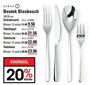 Aanbiedingen Bestek biesbosch gebaksvork - KAROX - Geldig van 02/06/2017 tot 19/06/2017 bij Sligro
