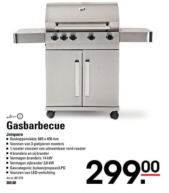 Aanbiedingen Gasbarbecue jonquera - Bonfire - Geldig van 02/06/2017 tot 19/06/2017 bij Sligro