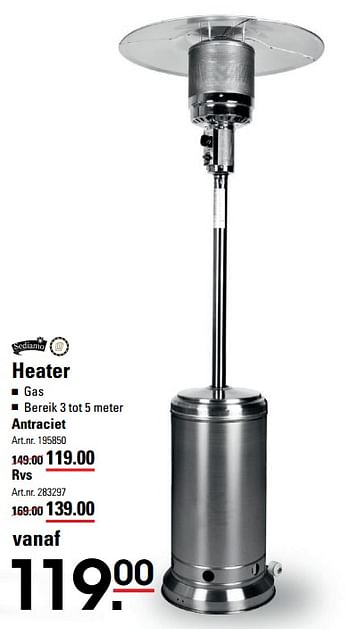 Aanbiedingen Heater antraciet - Sediamo - Geldig van 02/06/2017 tot 19/06/2017 bij Sligro