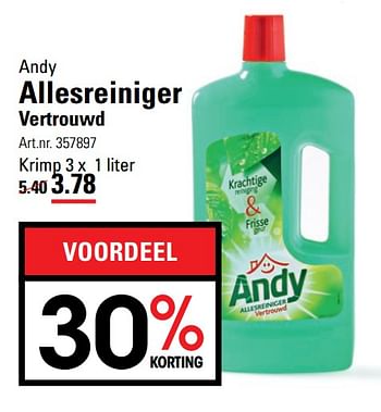 Aanbiedingen Andy allesreiniger vertrouwd - Andy - Geldig van 02/06/2017 tot 19/06/2017 bij Sligro