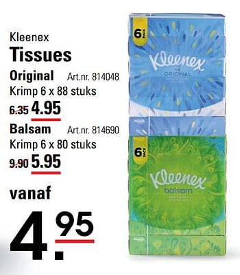 Aanbiedingen Kleenex tissues original - Kleenex - Geldig van 02/06/2017 tot 19/06/2017 bij Sligro