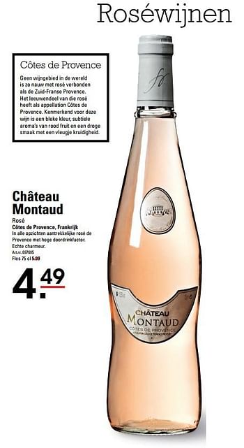 Aanbiedingen Château montaud rosé côtes de provence, frankrijk - Rosé wijnen - Geldig van 01/06/2017 tot 19/06/2017 bij Sligro