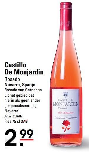 Aanbiedingen Castillo de monjardin rosado navarra, spanje - Rosé wijnen - Geldig van 01/06/2017 tot 19/06/2017 bij Sligro