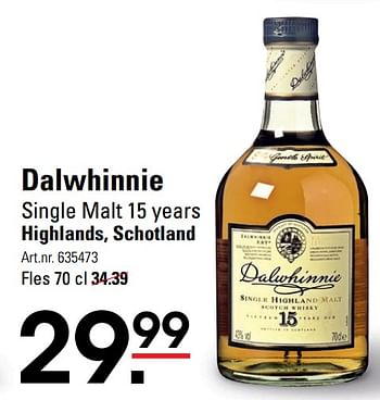 Aanbiedingen Dalwhinnie single malt 15 years highlands, schotland - Dalwhinnie - Geldig van 01/06/2017 tot 19/06/2017 bij Sligro