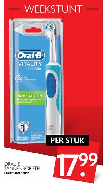 Aanbiedingen Oral-b tandenborstel vitality cross action - Oral-B - Geldig van 04/06/2017 tot 10/06/2017 bij Deka Markt