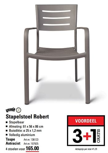 Aanbiedingen Stapelstoel robert taupe - Sediamo - Geldig van 02/06/2017 tot 19/06/2017 bij Sligro