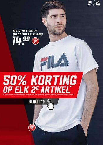 Aanbiedingen Fognini t-shirt in diverse kleuren - Fila - Geldig van 29/05/2017 tot 18/11/2017 bij Aktiesport