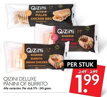 Aanbiedingen Qizini deluxe panini of burrito - Qizini - Geldig van 04/06/2017 tot 10/06/2017 bij Deka Markt