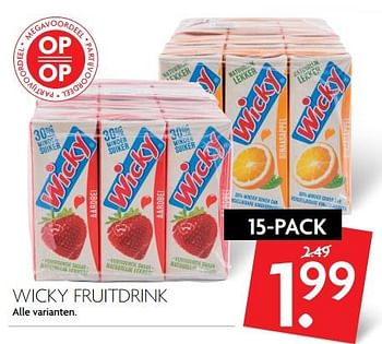 Aanbiedingen Wicky fruitdrink - Wicky - Geldig van 04/06/2017 tot 10/06/2017 bij Deka Markt