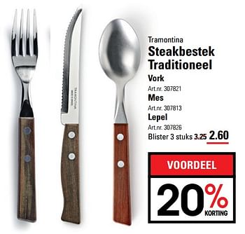 Aanbiedingen Steakbestek traditioneel - Tramontina - Geldig van 02/06/2017 tot 19/06/2017 bij Sligro