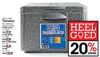 Aanbiedingen Thermobox 1-2 gn, zwart - Cambro - Geldig van 02/06/2017 tot 19/06/2017 bij Sligro