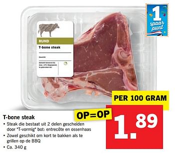 Aanbiedingen T-bone steak - Huismerk - Lidl - Geldig van 05/06/2017 tot 10/06/2017 bij Lidl