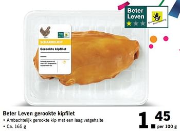 Aanbiedingen Beter leven gerookte kipfilet - Huismerk - Lidl - Geldig van 05/06/2017 tot 10/06/2017 bij Lidl
