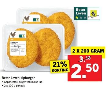 Aanbiedingen Beter leven kipburger - Huismerk - Lidl - Geldig van 05/06/2017 tot 10/06/2017 bij Lidl