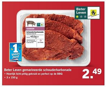 Aanbiedingen Beter leven gemarineerde schouderkarbonade - Huismerk - Lidl - Geldig van 05/06/2017 tot 10/06/2017 bij Lidl