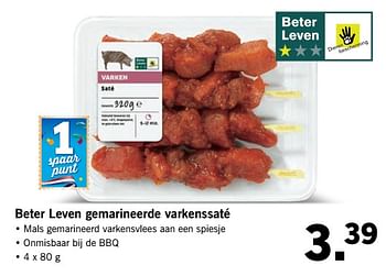 Aanbiedingen Beter leven gemarineerde varkenssaté - Huismerk - Lidl - Geldig van 05/06/2017 tot 10/06/2017 bij Lidl